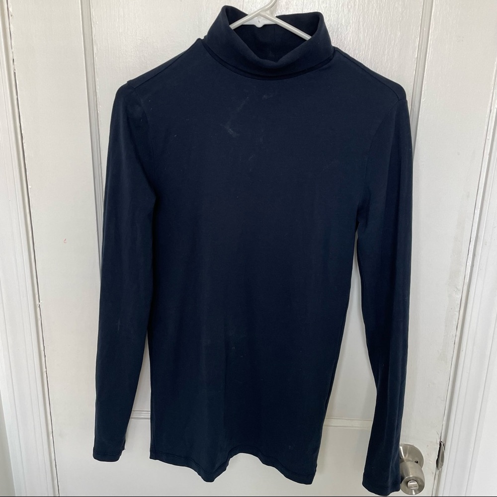 Asos Muscle Fit Long Sleeve T-Shirt With Roll Neck In Navy XS